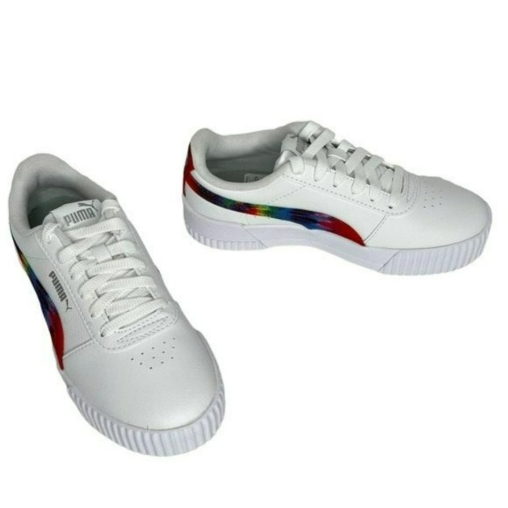 Puma White Carina Tie Dye Big Kids Soft Foam Athletic Shoes Junior Size 4C - Picture 12 of 14
